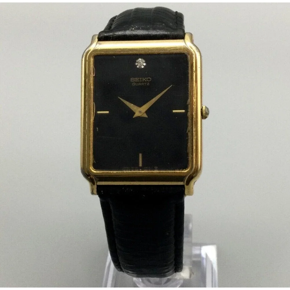 Seiko | Accessories | Vintage Seiko Tank Watch Men Gold Tone Black